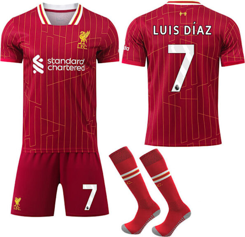 Liverpool Hjemme Fotballdrakt Barn/Voksen 2024-2025 Med Sokker Nr. 7 LUIS DIAZ No.7 LUIS DIAZ XS