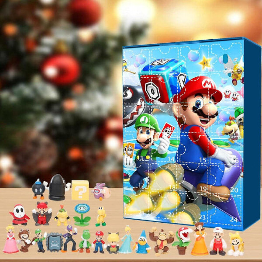 Super Mario Bros Adventskalender Overraskelsesboks 24 stk/ sett Jul, 100% ny