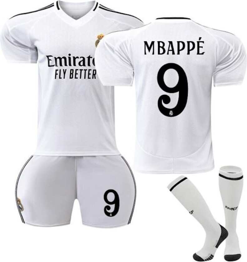 Real Madrids hjemmedrakt for barn 2024-2025 nr 9 Mbappé 24