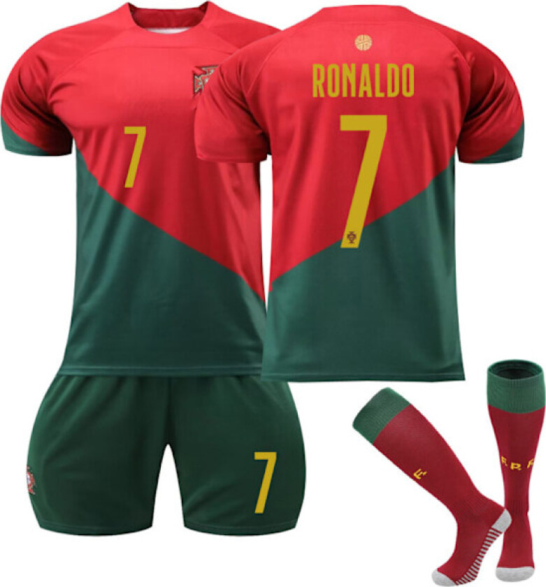 22-23 Portugal Hjem #7 Ronaldo Fotballdrakt Kostyme Barn & Voksen Kids 24(130-140CM)