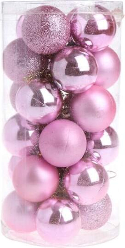 24-pak Glitrende Julekuler Pynt til Juletre Fest Bryllup Rosa