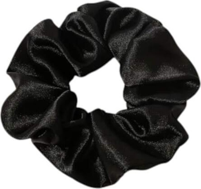 Hårsnodd - Scrunchie - Satin - 12cm - Svart Black