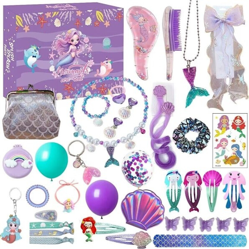 Julekalender med nedtelling for 2023 - Blindboks med enhjørning, is og snøpynt - Julegave til jenter XT-95 Mermaid Blind Box A (496g)