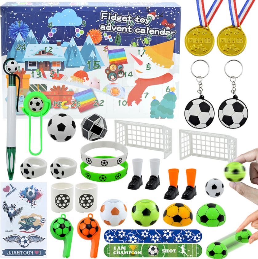 Fotball Adventskalender for Gutter Jenter Verdensfotballgaver Barnleker - Fotballjulegaver til Fotballfans