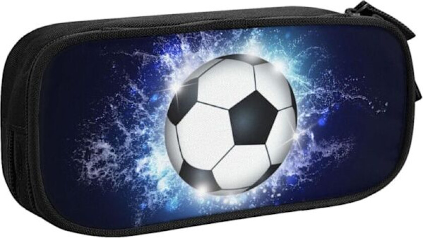 Blå sportspenn med fotballmotiv, romslig og holdbar pennal med glidelåser, fotballpenn Soccer Blue Soccer Blue