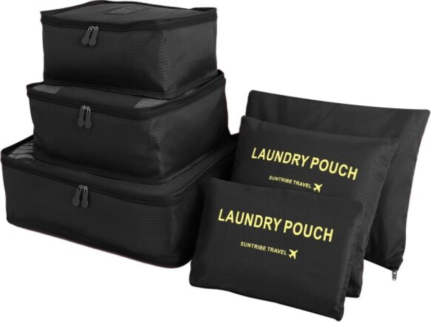6PCS Reisearrangør Pakkekuber Sett Holdbare Reisebagasjearrangører Koffertoppbevaringsposer Kompresjonsposer for Reisetilbehør