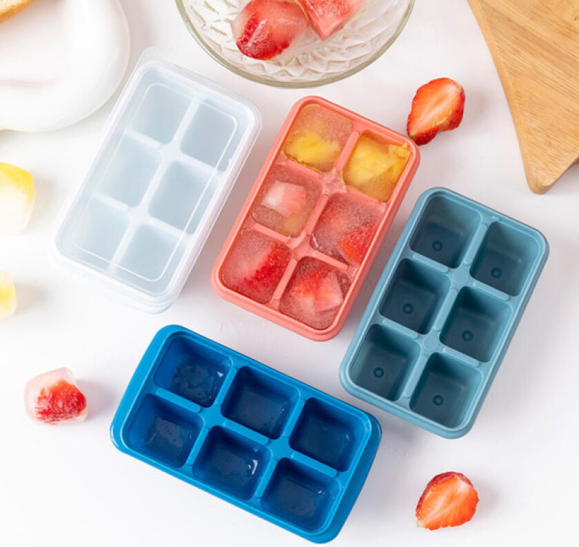 Silikon isbitformer med lokk, sett med 4, luktfri