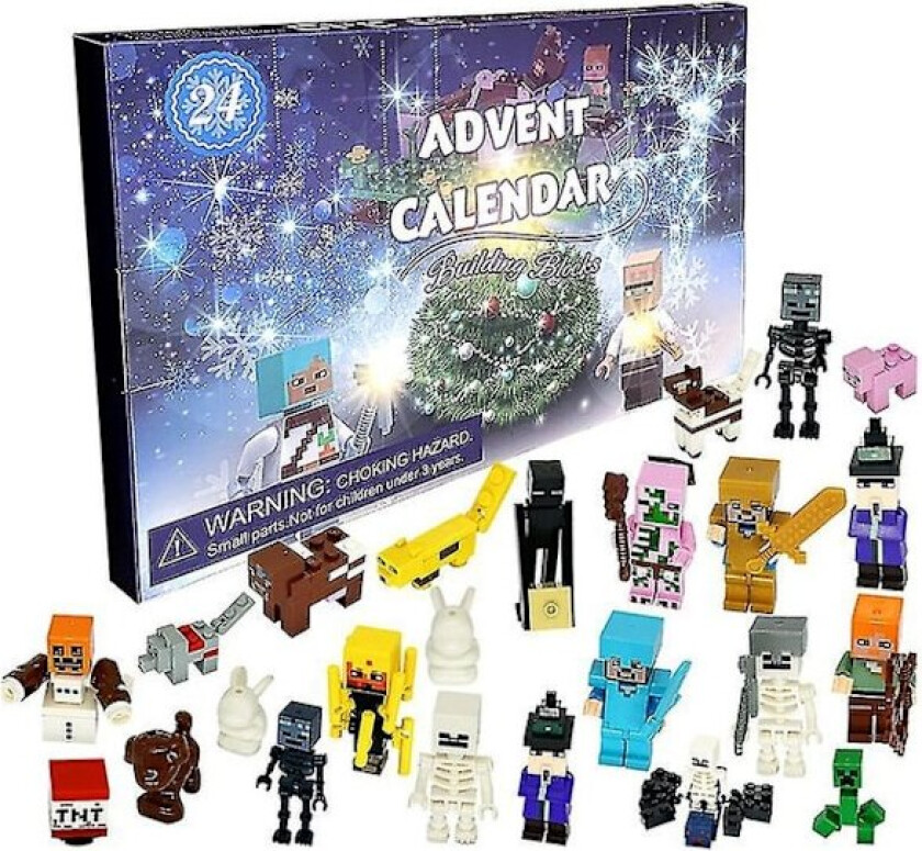 24-delt Adventskalender Minecraft Byggeklosser Lekejulegave Halloween Lekegave Minifigursett Puslespillgave - WELLNGS