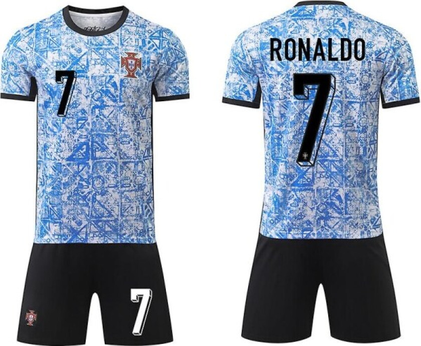 2024 EM-fotballdrakt Portugal borte drakt nr 7 Ronaldo draktsett Passer for barn og voksne QP Kids 28