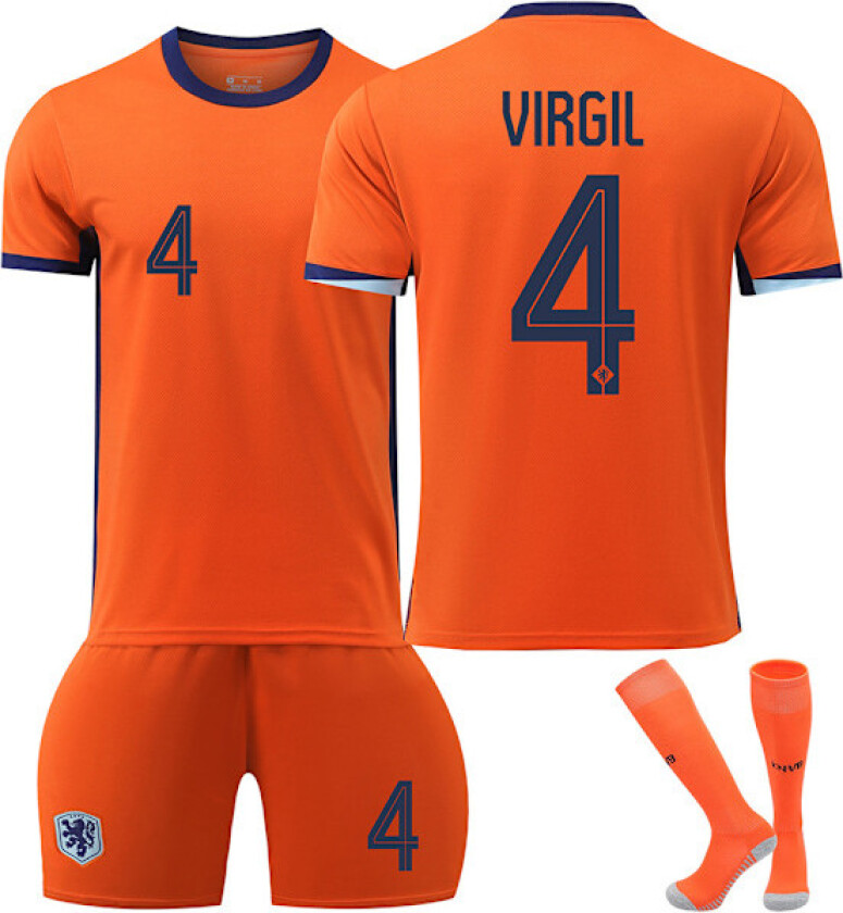 2425 Nederland Hjemmebane Van Dijk Nr. 4 Voksen Barn Fotballdrakt 22(120-130CM)