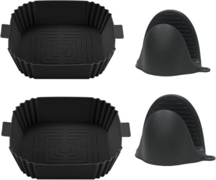 4 silikonboller plus hansker til frityrkoker