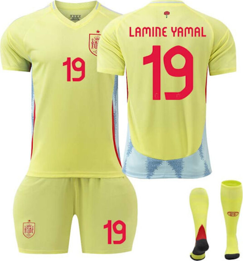 2024 UEFA EM Barn Fotballdrakt Sett Spania Hjem Nr.19 LAMINE YAMAL Borte 26