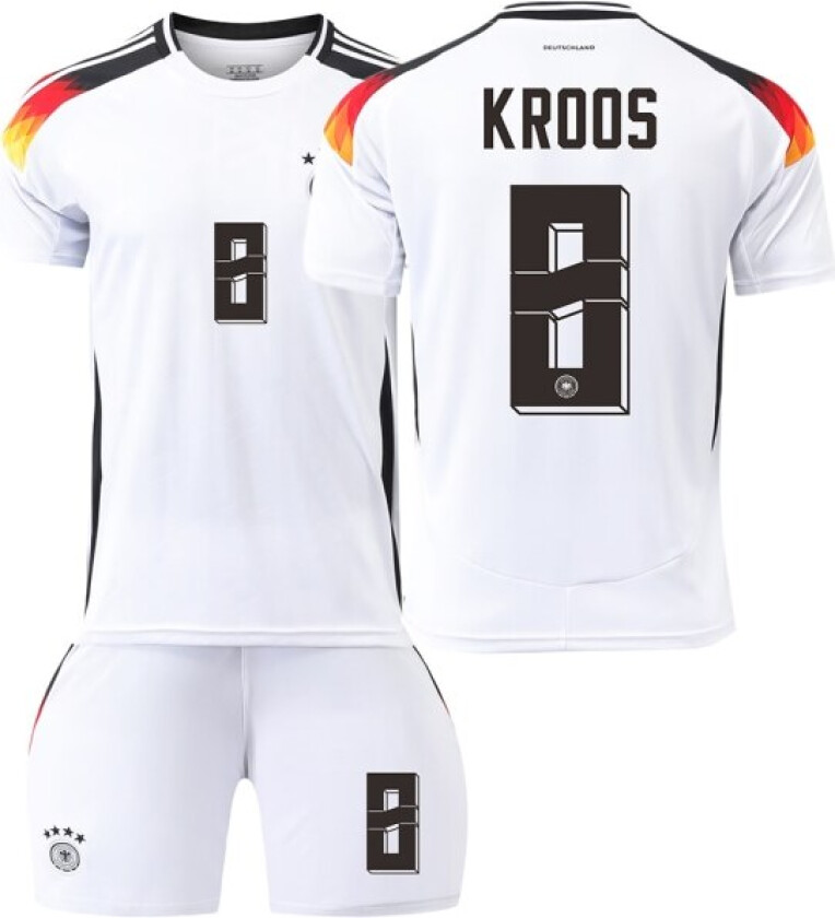 Tyskland Hjem Euro 2024 Drakt Fotballdrakt Barn Menn Kit Nr.8 KROOS sockless 22