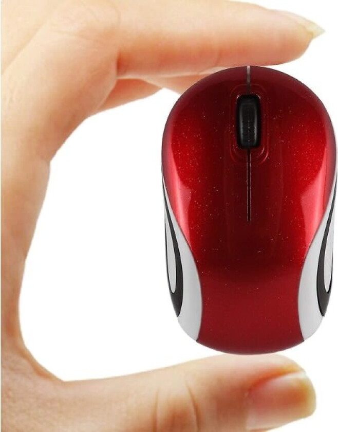 Mini liten trådløs mus for reise, optisk bærbar trådløs mini mus med USB-mottaker for PC bærbar rød Red