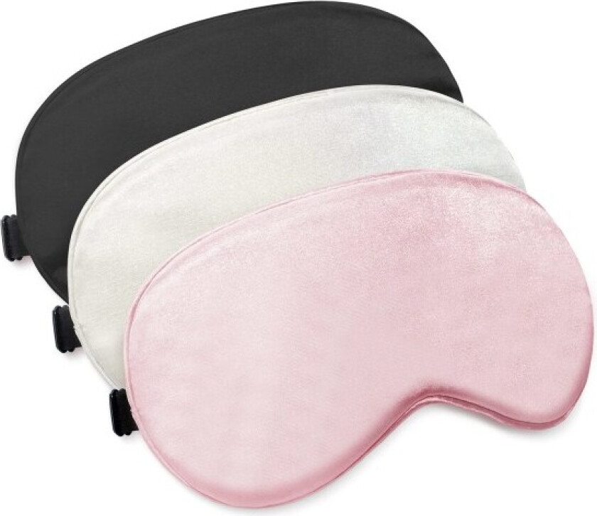 3-pakning sovemaske, med justerbar stropp (svart+grå+rosa)