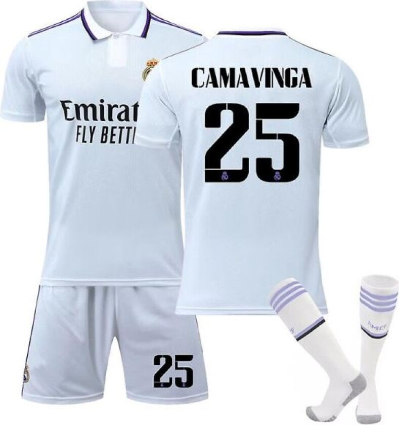 22-23 Real Madrid Fotballdrakt Trøyer Fotballuniformer CAMAVINGA 25 Barn 24 (130-140)