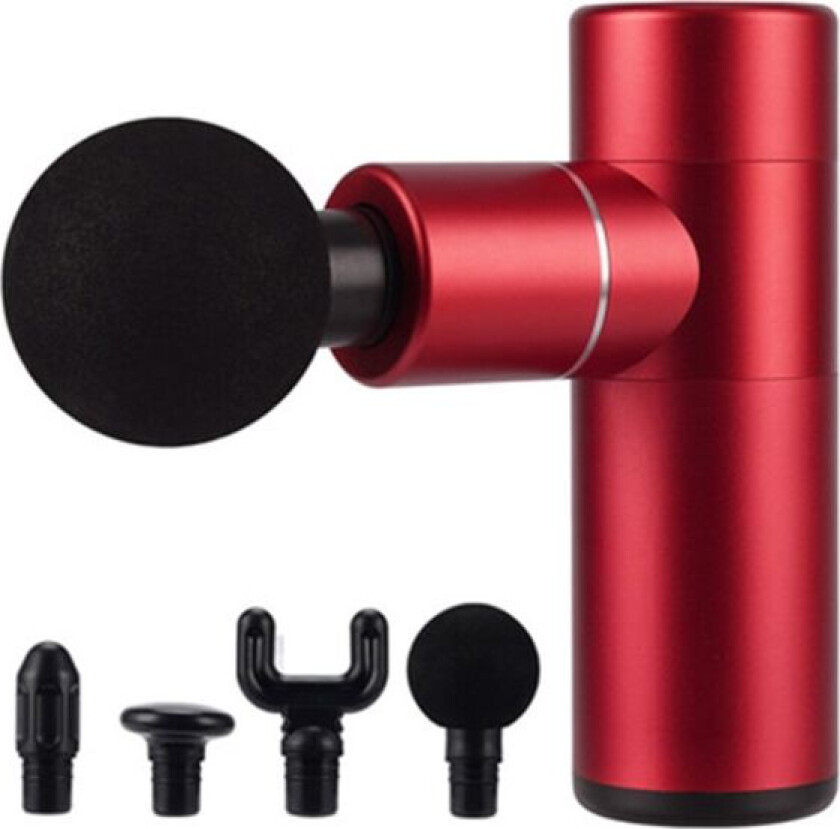 Mini Massage Gun / Massage Pistol (4 Huvuden) Muskelstimulans Röd
