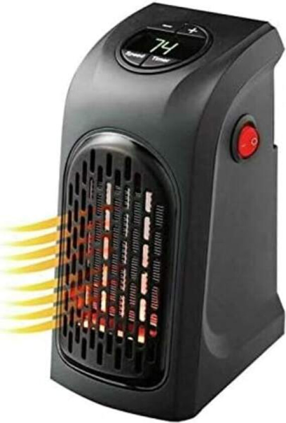 Liten varmeovn med stikkontakt - Hjemmeapparat, mini vifteovn med timer, termostat