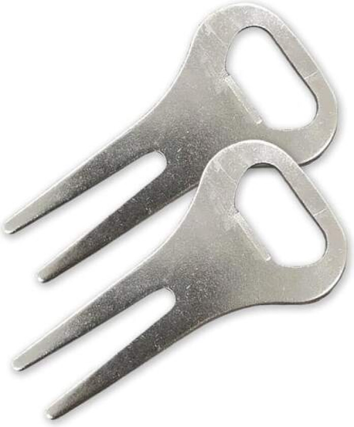 Enkel greenlagare + flaskeåpner i metall 2-pakning Silver