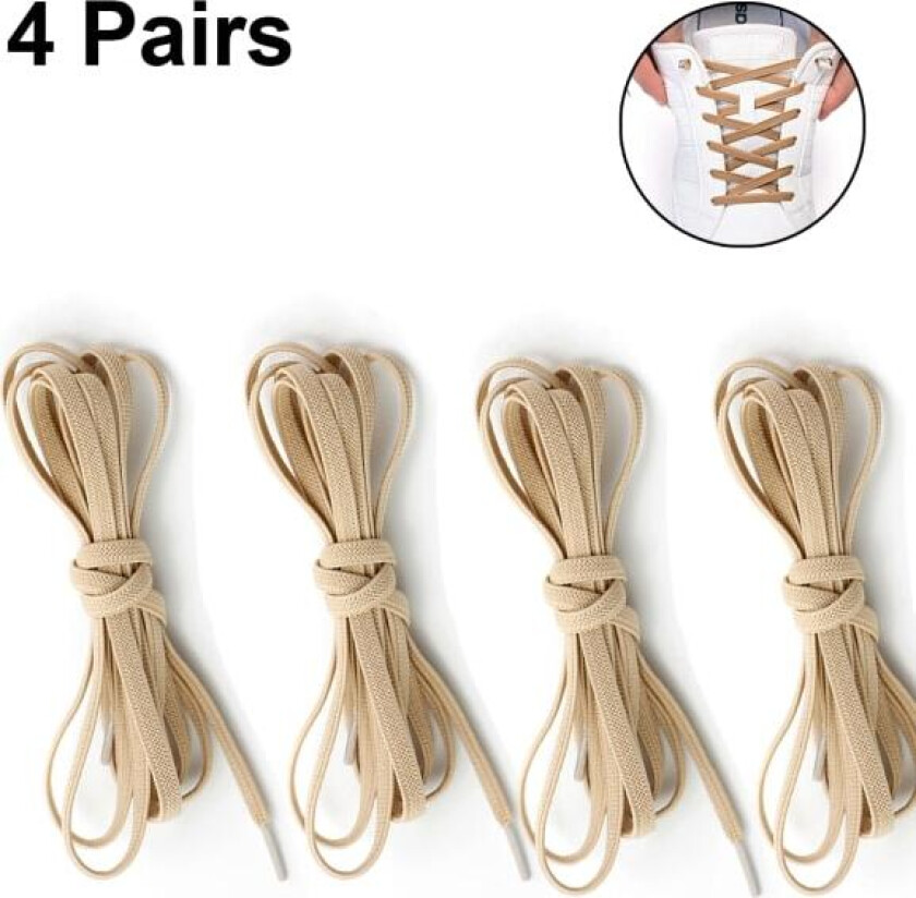 Elastiske skolisser uten knyting - Elastiske, med metallfeste (Khaki khaki farge)