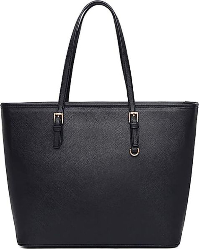 Håndvesker for kvinner, svart veske, stor håndveske, dame skuldertaske, elegant håndveske, veske med justerbar glidelås handlenett (svart)