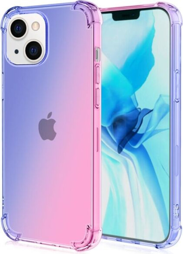 iPhone 13 - Stilsikkert støtdempende FLOVEME-deksel Blå/Rosa