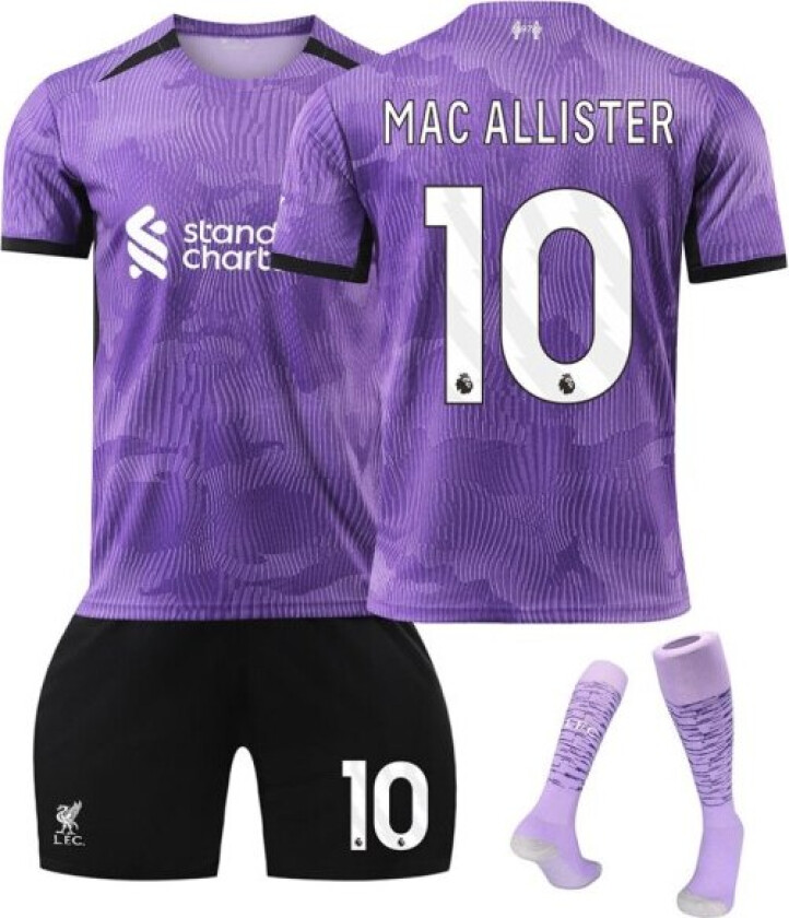 23-24 Liverpool Second Away fotballsdraktsett nr. 10 MAC ALLISTER Fotballdrakt for voksne barn med strømper C L