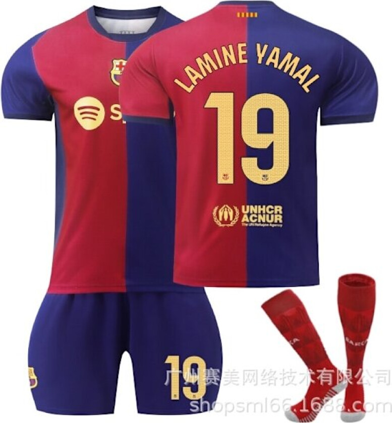 Lamine Yamal 19 Barcelona 24-25 Hjemmedrakt Nyeste Fotballtrøye for Voksne og Barn for Den Nye Sesongen Kids 24(130-140cm)
