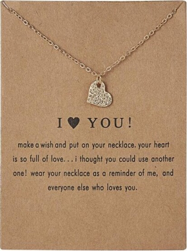 I love you - necklace with heart 18K gold plated gift relationship Gold one size