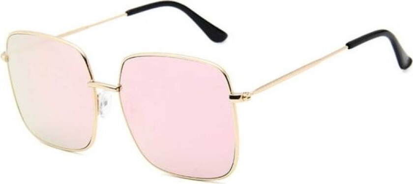 Square Metal Solbriller Gold Pink Mirror Glass + Senile String rosa