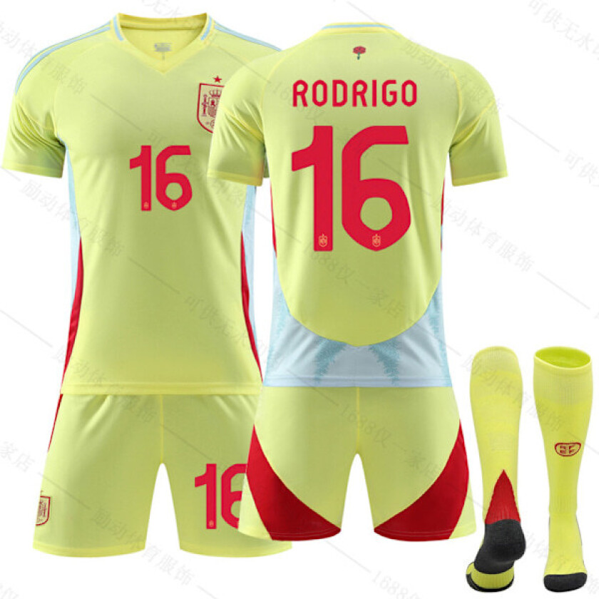 Mub- 2024 Spania Borte EC Fotballdrakt 16 RODRIGO XS 16 RODRIGO XS