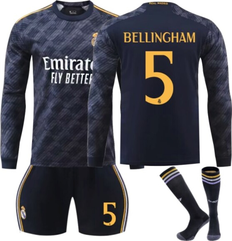 2023-2024 Vinter Real Madrid Borte Fotballdrakt for Voksne og Barn nr 5 BELLINGHAM 22