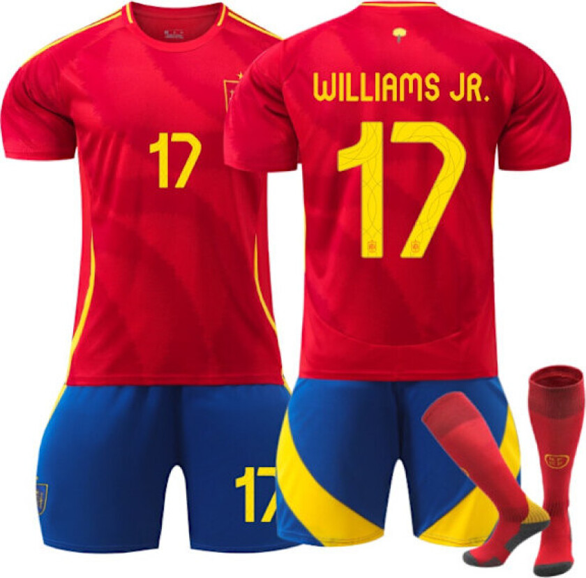 Williams JR. 17 Spania EC Hjemmedrakt Nyeste Fotballdrakt for Voksne og Barn for den Nye Sesongen 8 Kids 24(130-140cm)
