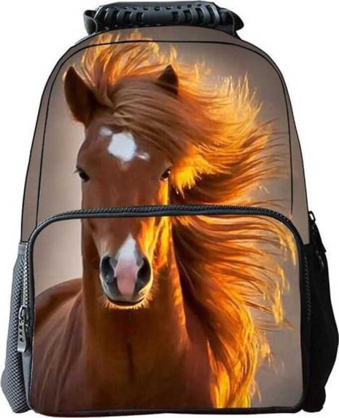 Kaxidy 3D Hest Trykk Ryggsekk Unisex Skolryggsekk