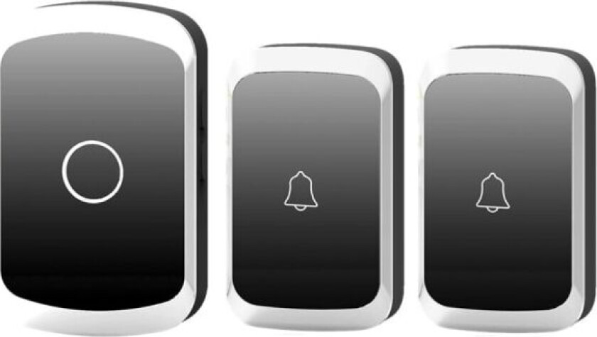 Svart trådløs dørklokke DC batteridrevet vanntett fjernkontroll 1 sender 2 mottaker ringer trådløs bjelle dørklokke