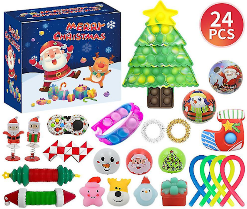 Julekalender 2023 med overraskelser - Nedtelling til jul med 24 dager med fidget-leker og sensoriske leker - Festgaver