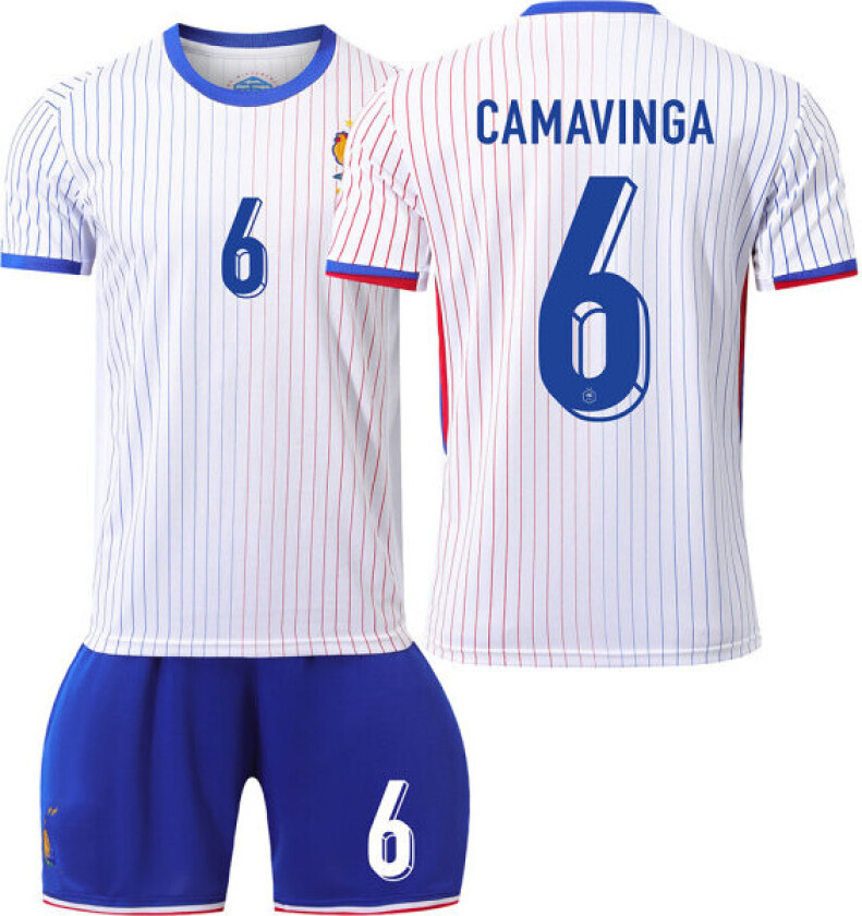Frankrike 2024 drakt fotballdrakt UEFA Euro utgave hjem barn voksen sett nr. 6 CAMAVINGA sockless XL