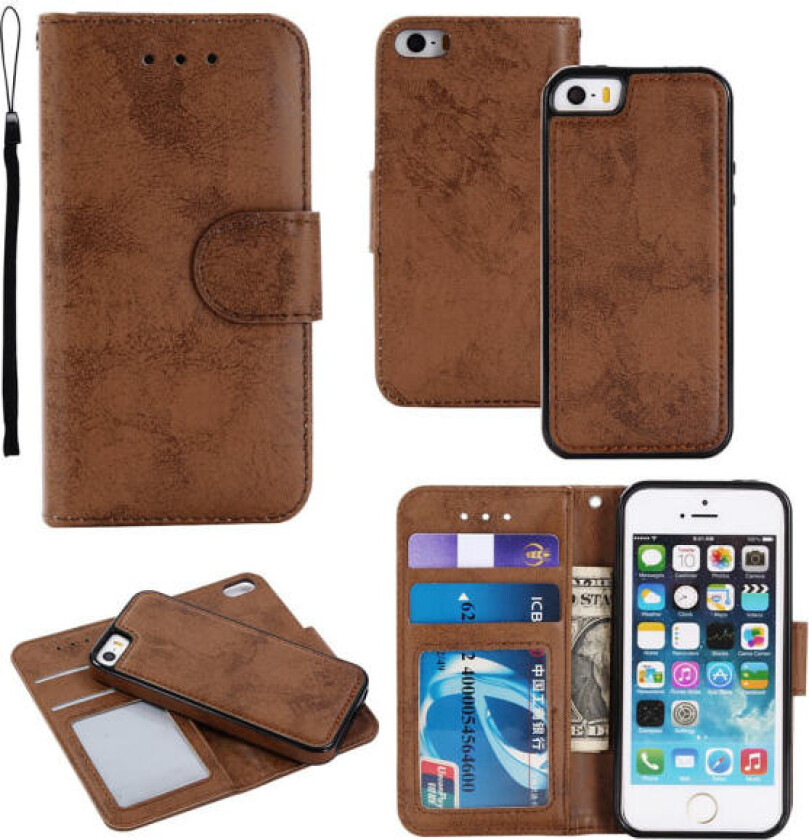 iPhone 6/6S - Silke-Touch Etui med Lommebok og Deksel Brun