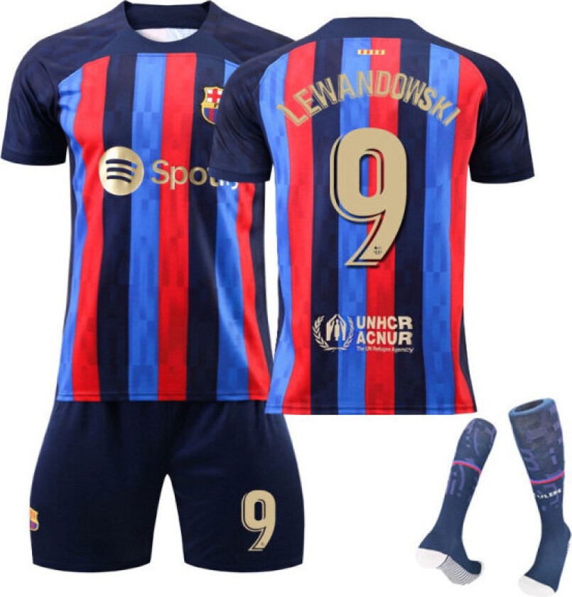 Barcelona hjemme fotballdrakt for barn nr 9 Lewandowski / 10-11years