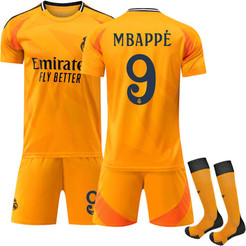 2024-2025 Real Madrid Bortebarnetrøye Voksen Fotballdrakt Nr. 9 Mbappe No. 9 Mbappe Adult M