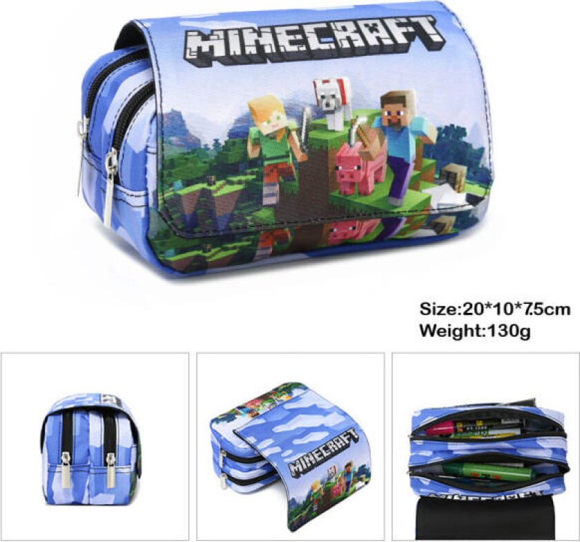 Minecraft barneskole dobbeltlags pennal med stor kapasitet