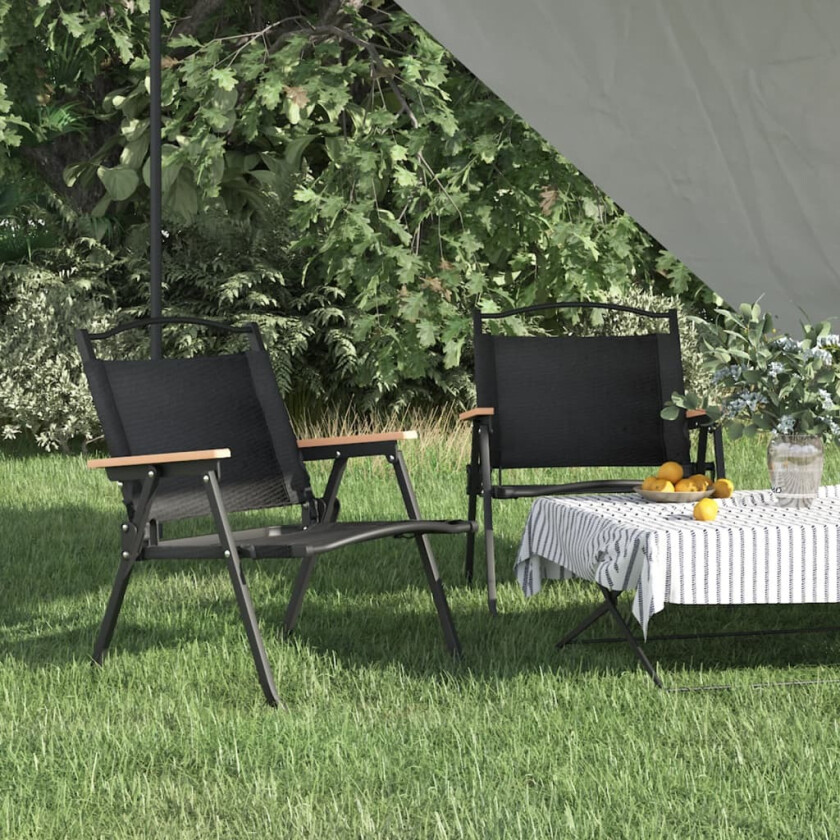 Campingstoler 2 stk svart 54x43x59 cm oxfordstoff