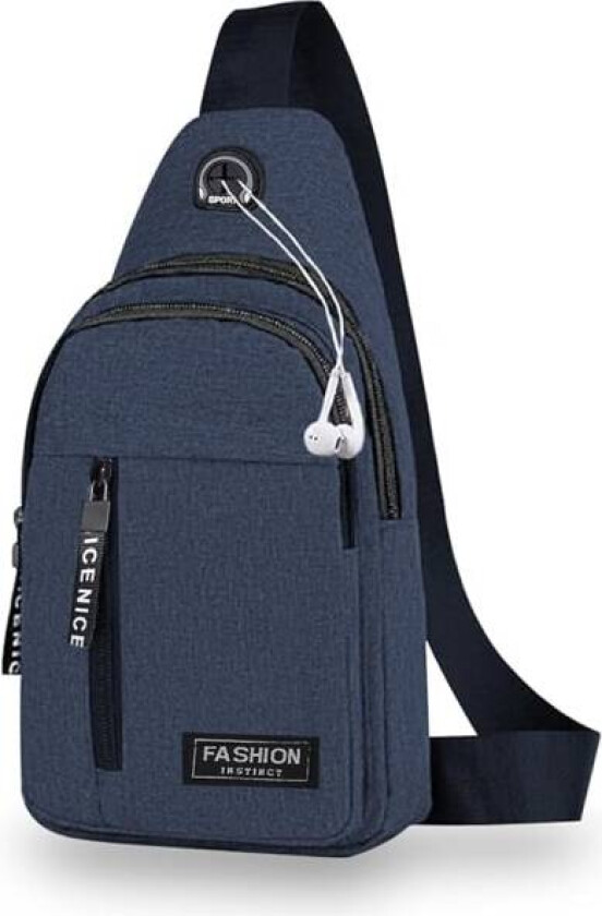 Liten Ryggsekk for Menn Lett Nylon Sling Ryggsekk Bag Anti-tyveri Casual Menn Kvinner Brystveske for Fotturer Sykling Utendørs Reiser(Blå) Blue