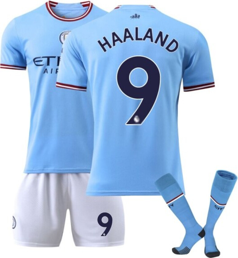 Manchester City Hjemme Fotballdrakt Barn 22-23 Nr. 9 Haaland 0 6-7years