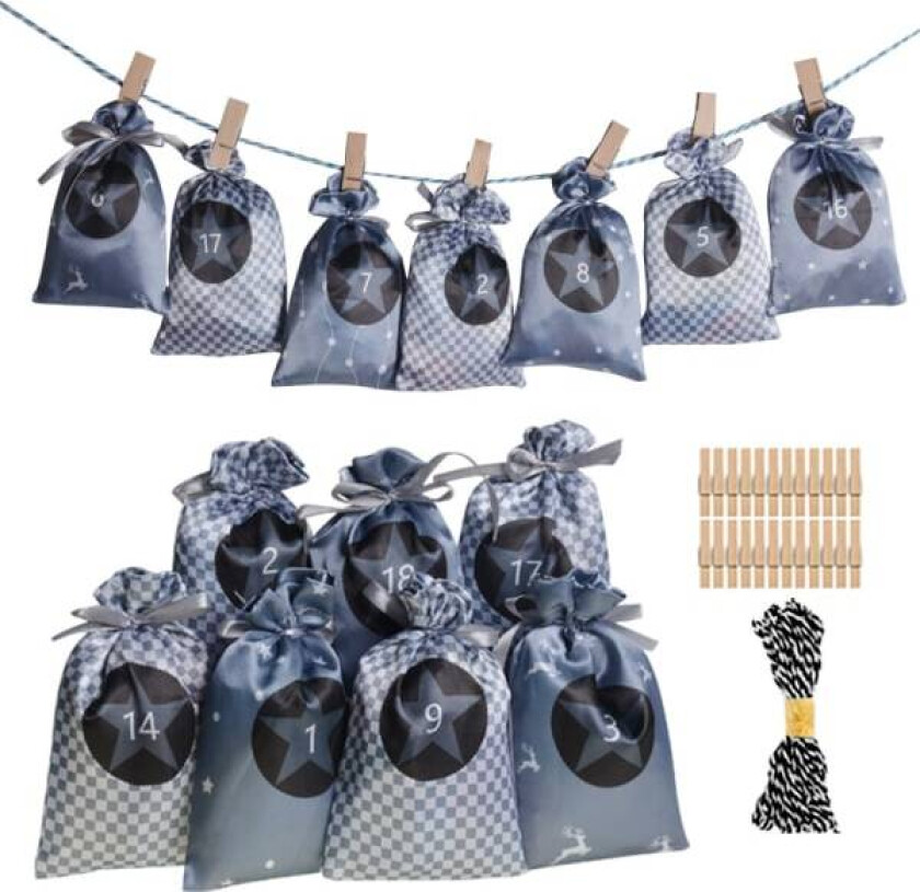 Adventskalender Julegaveposer i Sateng