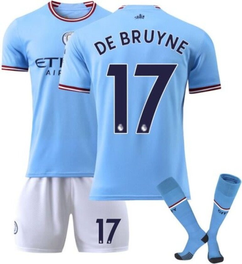 De Bruyne #17 2023 Manchester City Fotballdrakt Fotballdrakt for voksne barn Fotball Kids 26(140-150cm)