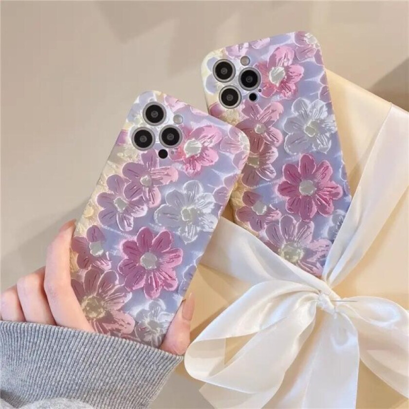 iPhone 14 Pro mobildeksel Retro blomstermaling i rosa - stilig design for elegant beskyttelse Pink one size