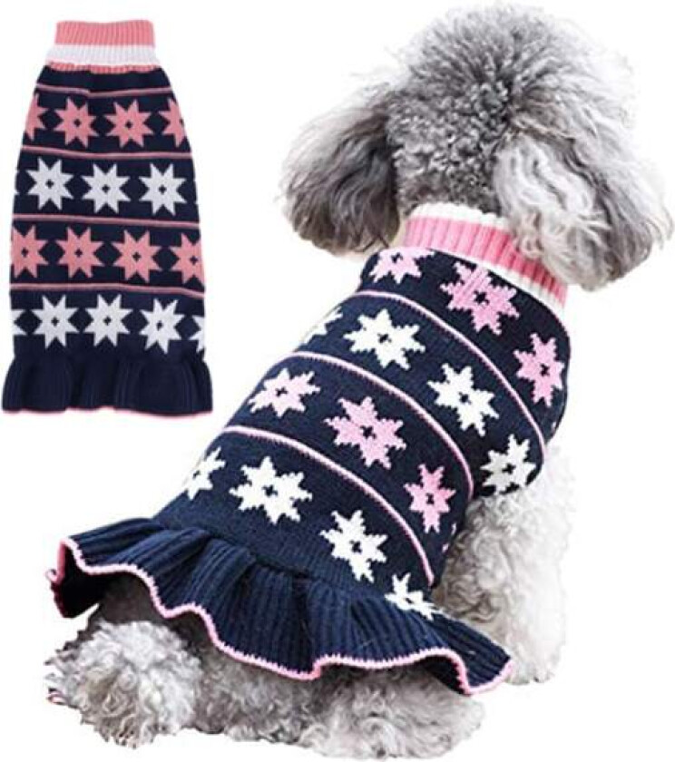 Jul Hunde Katt Klær Skjørt Høst og Vinter XINGX Varm Genser Liten Hund Navy blue S
