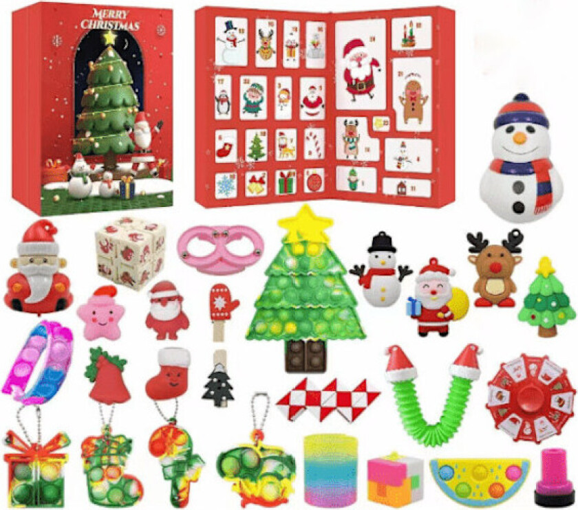 Adventskalendere 2023 for barn, 24 dager med overraskelser Fidget-leker, julekalender for nedtelling, sensoriske lekeoverraskelsesgaver for gutter og jenter