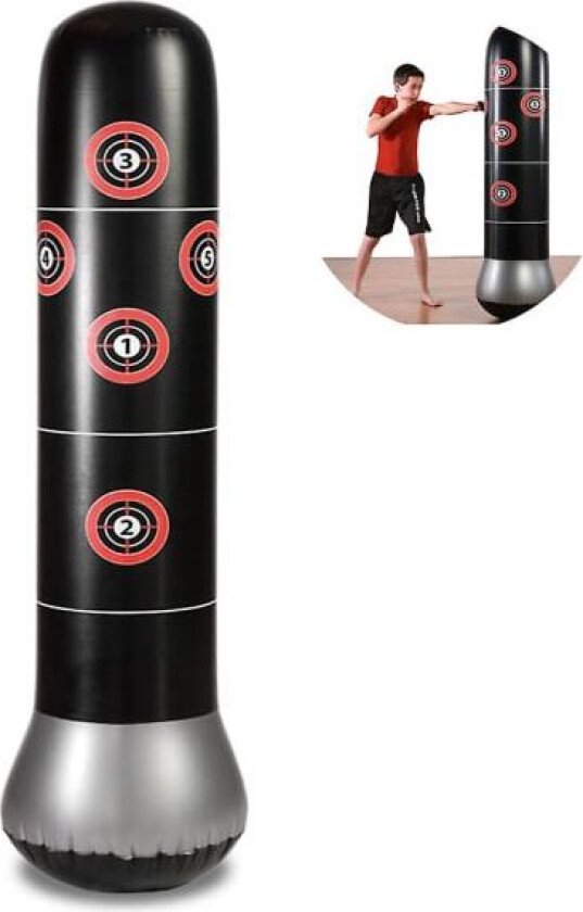 Oppblåsbar boksesekk for voksne og barn 160 cm - Stående boksesekk - Boksingstrener - Fitness - Dekompresjon - Sandsack - Kick - Kamp - Trening